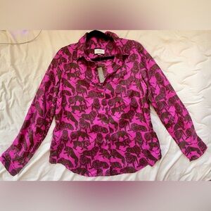 Sleep Lions print silk shirt by J. Crew.